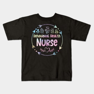 Behavioral Health Nurse cute floral watercolor Kids T-Shirt